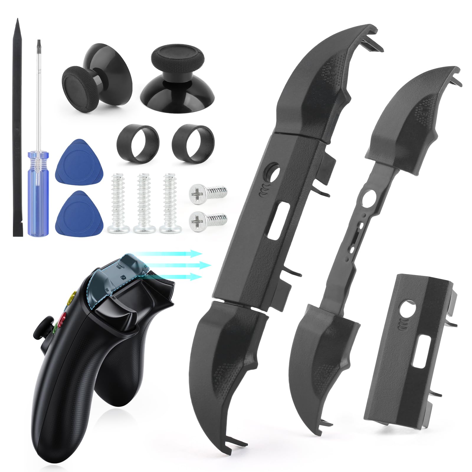 2 Satz LB RB Bumper Button Stoßstangen Auslöser für Xbox Series S/X Schulterauslöser Stoßfängertaste Obere mittlere Klammer für Xbox Series S/X ControllerErsatzzubehör mit Reparatur Kit(Schwarz)Change Angebot bei HelloDeals