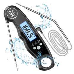 Fleischthermometer Digital, Sofort Ablesbares Bratenthermometer Grillthermometer, Externe Sonde mit 2 Lange Sonde & Magnet, Alarmfunktion, Thermometer Laborthermometer für Küche, BBQ, Ofen Angebot bei HelloDeals