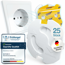 25x Steckdosen Kindersicherung - (Mit Kleber von TESA) Steckdosenschutz Kindersicherung mit Drehmechanik - Kindersicherung Steckdose - Steckdosensicherung Baby 25 Stück Angebot bei HelloDeals