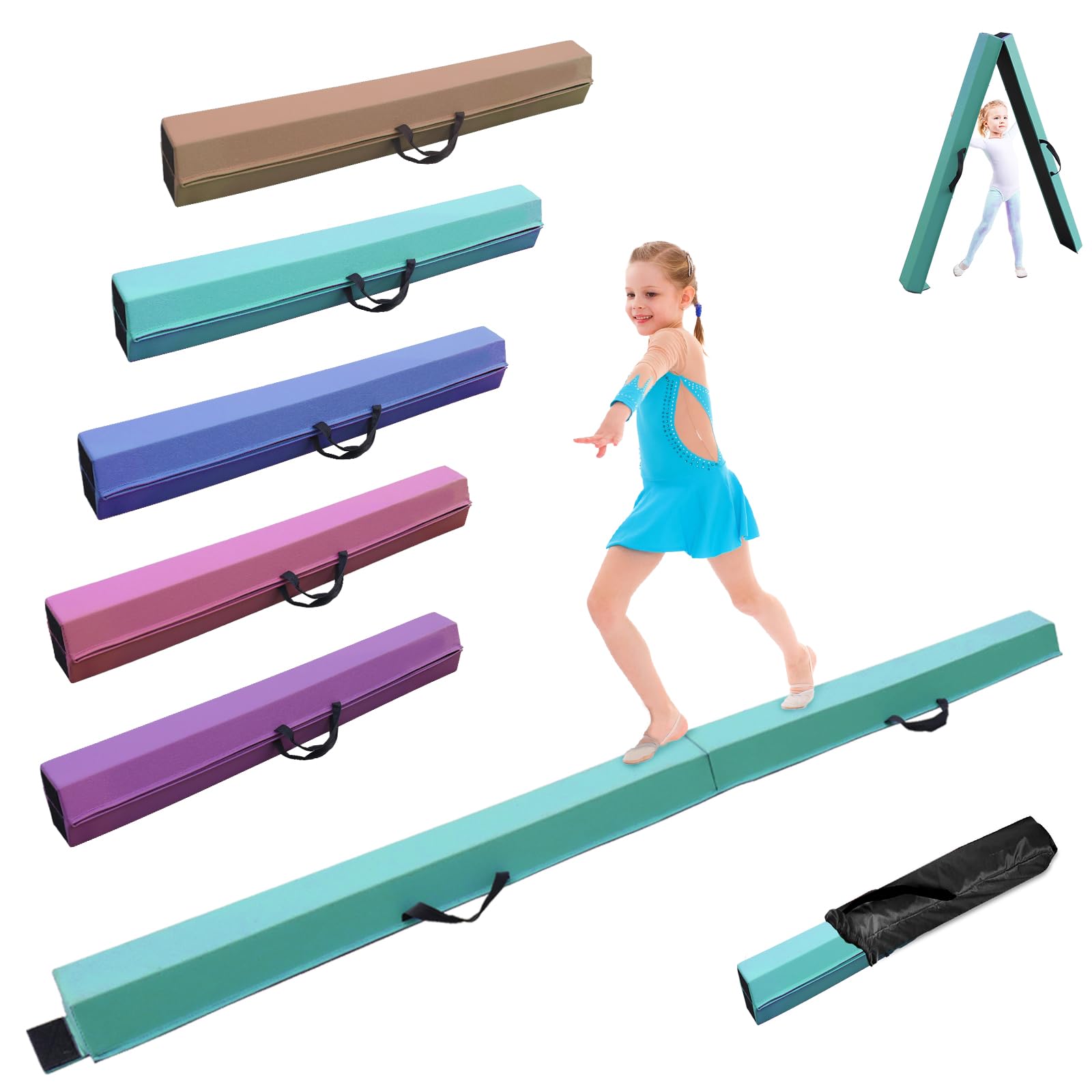 schwebebalken Kinder Schwebebalken klappbar Balken Gymnastik 240/270/300cm PU Leder schwebebalken für zuhause balancierbalken Balance Beam Training Beam für Kinder, Fitness/Training/Turnen Green 300.0 Zentimeter Angebot bei HelloDeals
