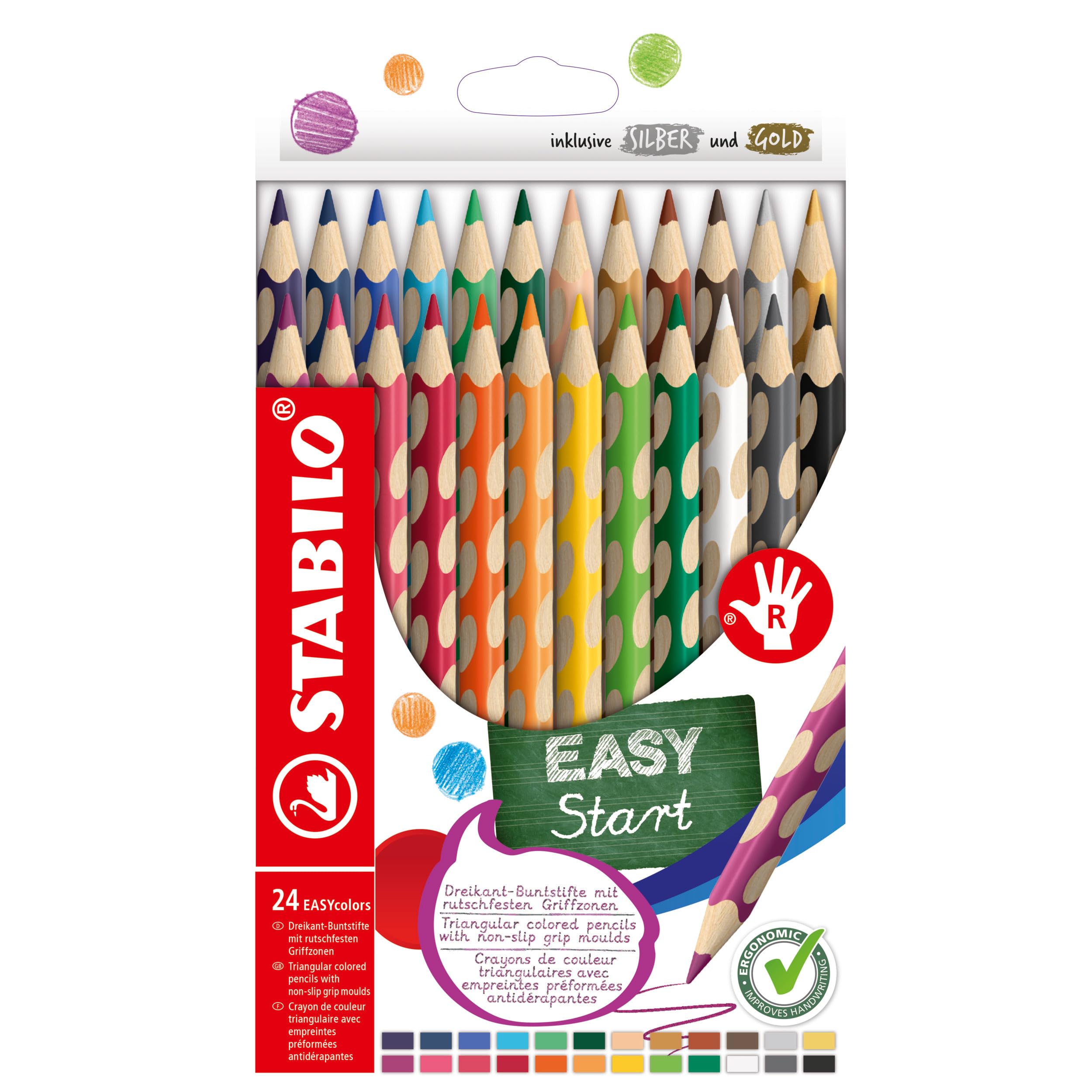 STABILO - Ergonomischer Buntstift für Rechtshänder - EASYcolors - 24er Pack Angebot bei HelloDeals