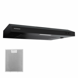 CH-MD190BK Dunstabzugshaube, 60 cm, Saugleistung 190 m³/h, 2 Geschwindigkeitsstufen, leise LED-Beleuchtung, waschbarer Aluminiumfilter, schlankes schwarzes Finish Angebot bei HelloDeals