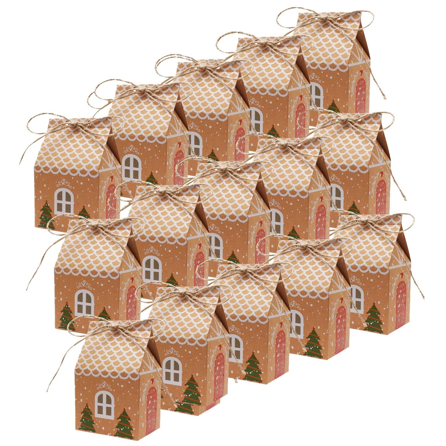 20 Stück Weihnachtsgeschenkboxen, Süßigkeitskästen Geschenkbox Geschenkverpackung Weihnachten Kraftpapier Geschenkschachteln Papiertüten Adventskalender Häuschen für Weihnachten Party DIY Angebot bei HelloDeals