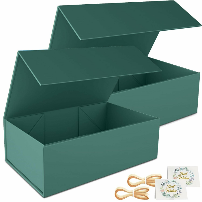 2 Pack Geschenkbox, 24x15x7.6cm Geschenkboxen für Presents with Lids Magnetic Closure Rectangle Collapsible for Groomsman Proposal Box, Christmas, Halloween, Birthday Gift Packging (Grün) Grün 2 Stück-24x15x7,6cm Angebot bei HelloDeals