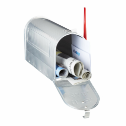 Relaxdays Amerikanischer Briefkasten, Aluminium, Original US Mailbox, Fahne, Nostalgie, HxBxT: 22 x 16,5 x 48 cm, silber Angebot bei HelloDeals