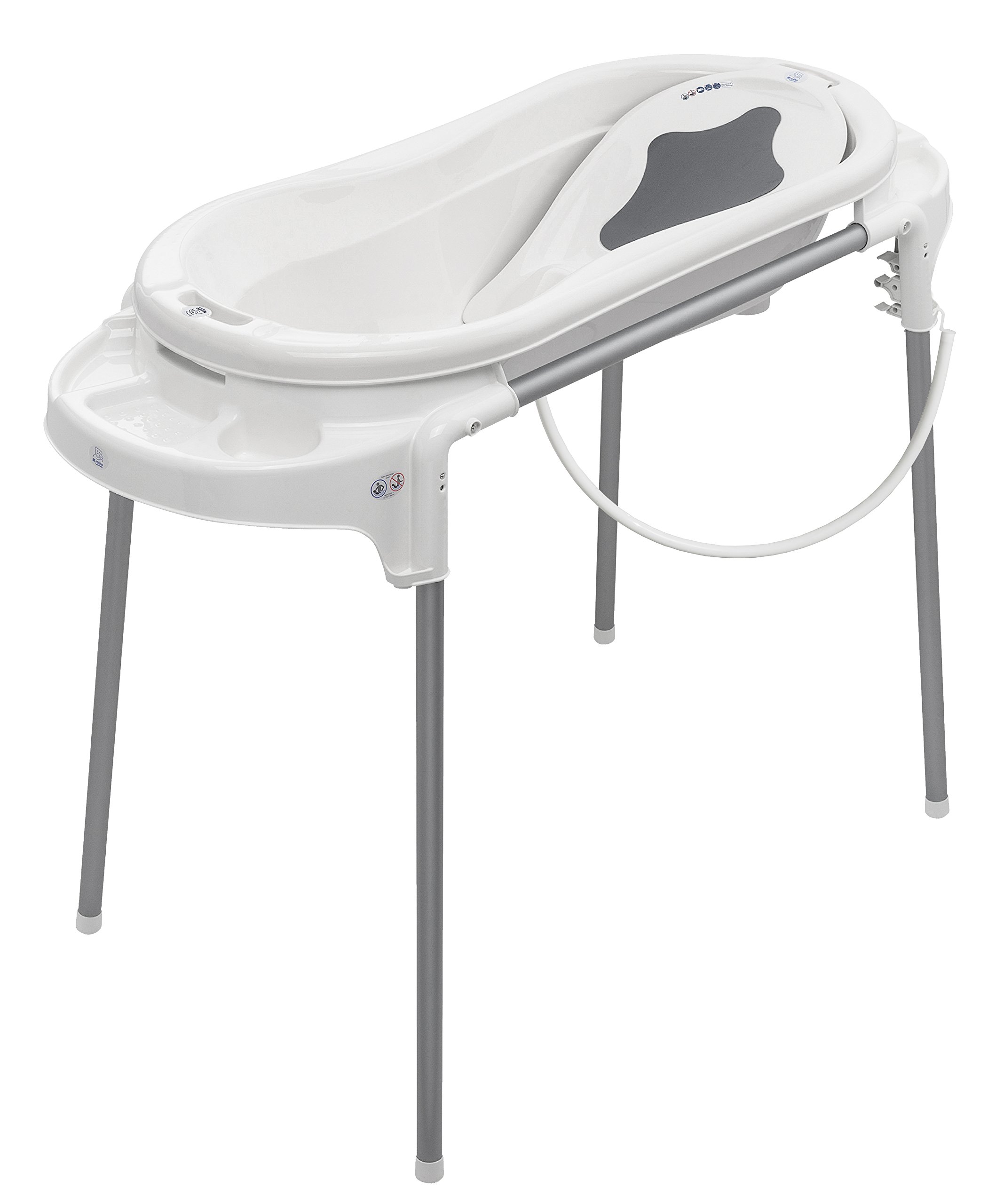 Rotho Babydesign TOP Xtra Badestation - wasserdicht - gross - Babybadestation - Babybadewanne - Babywanne mit Gestell - Babypflegeset - weiss Angebot bei HelloDeals
