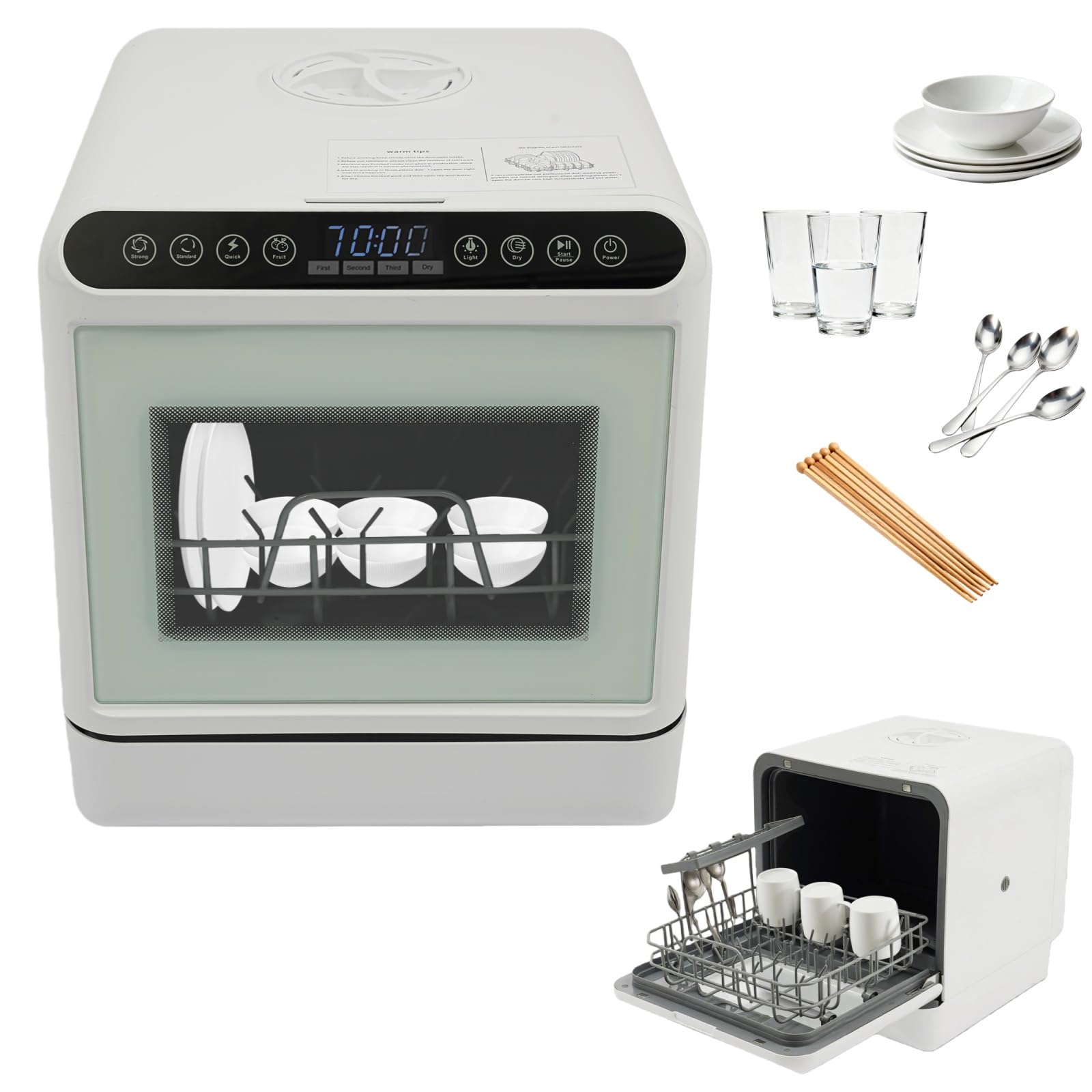 Spülmaschine, Mini Geschirrspüler Tischgeschirrspüler 72℃ mit 4 Waschmodi und 6L Wassertank, 25 mins (Schnell)/ 70 mins (Standard)/120 mins (Stark)/60 mins (Trocken), Dishwasher Touch Control Angebot bei HelloDeals
