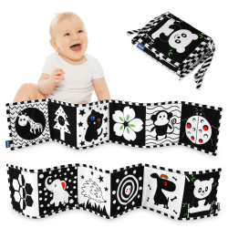 Vicloon Black & White Stoff-Buch,Bilderbuch aus Stoff,Schwarz Weiß Doppelseitig Baby Stoffbuch,Baby Spielzeug 0 6 Monate,Wahrnehmungs-Lernspielzeug,Geschenke für Babys -Tierstil Black & Whitetierstil Angebot bei HelloDeals