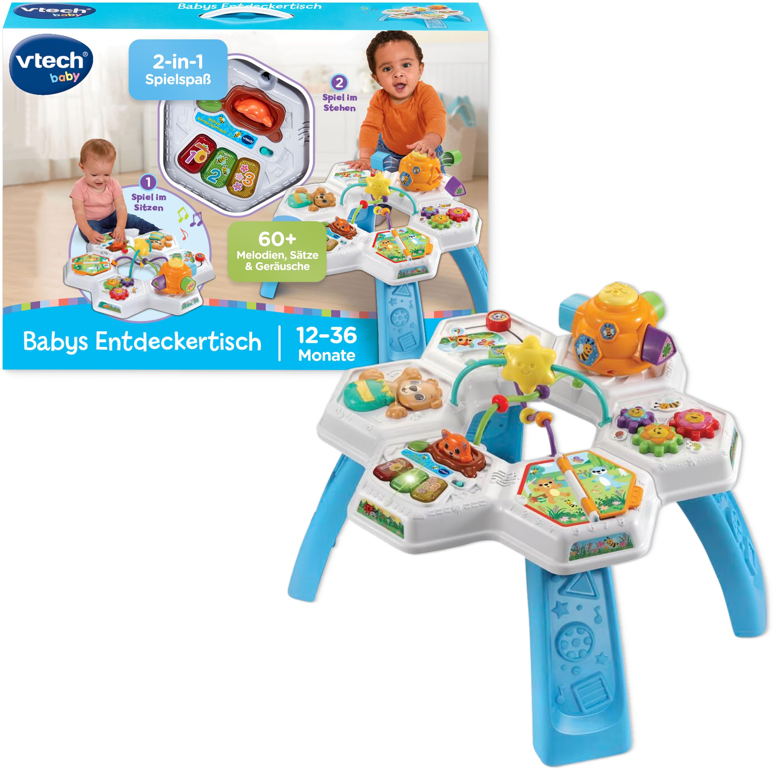 Vtech Baby - Babys Entdeckertisch – Interaktiver Kindertisch mit zahlreichen Aktivitäten und Lerninhalten – Zum Spielen im Sitzen und im Stehen – Für Kinder von 12-36 Monaten Angebot bei HelloDeals