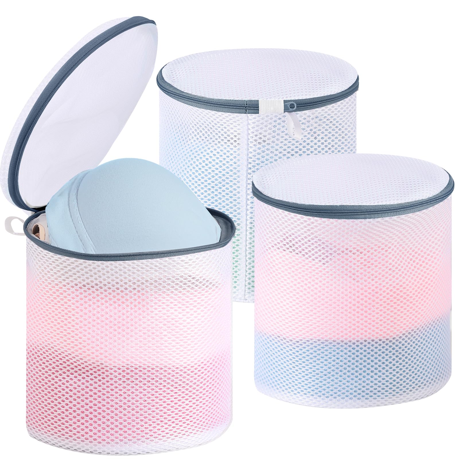 3 Stück BH Waschbeutel für Waschmaschine 18cmx20cm, BH Wäschenetz mit Verstecktem Reißverschluss Wiederverwendbare BH Netz für Waschmaschine, Wäschesack Waschmaschine für BHs Unterwäsche Socken Grau+weiß Angebot bei HelloDeals