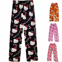 Pyjama Hose Damen,Halloween Pyjamas Hosen Lang Flanell PyjamasHose Schlafanzug Weich Kawaii Pyjamas Hose Anime Bequeme Schlafanzughose Cartoon Casual Schlafhose Herbst-Winter M Schwarz Angebot bei HelloDeals
