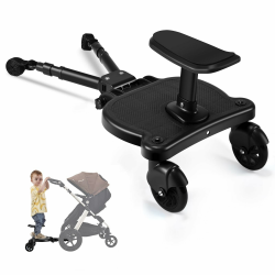 Buggy Board mit Sitz, Buggy Board für alle Kinderwagen, Trittbrett Mitfahrbrett universal, Kiddy Board für Kinder von 2-6 Jahren, Bearing 25KG (Schwarz) Angebot bei HelloDeals