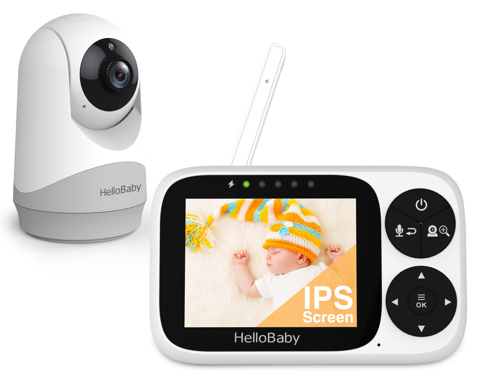 HelloBaby Babyphone mit Kamera, 3,2-Zoll-IPS-Bildschirm, Nachtsicht, Babyphone ohne WLAN, Schwenken, Neigen Zoomen Temperaturüberwachung, 2-Wege-Audio, Schlaflied, Alarm Angebot bei HelloDeals