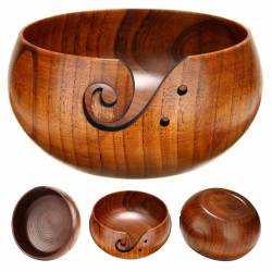 Handgefertigte Holz Garnschale, MKNZOME 7,9'' Garnschale aus Rosenholz Tragbarer Garn Schüssel Woll Stricken Schalen mit Geschnitzte Löcher und gebohrte Löcher für das Strickende Häkeln Palisander ohne Deckel, 7,9 '' Angebot bei HelloDeals