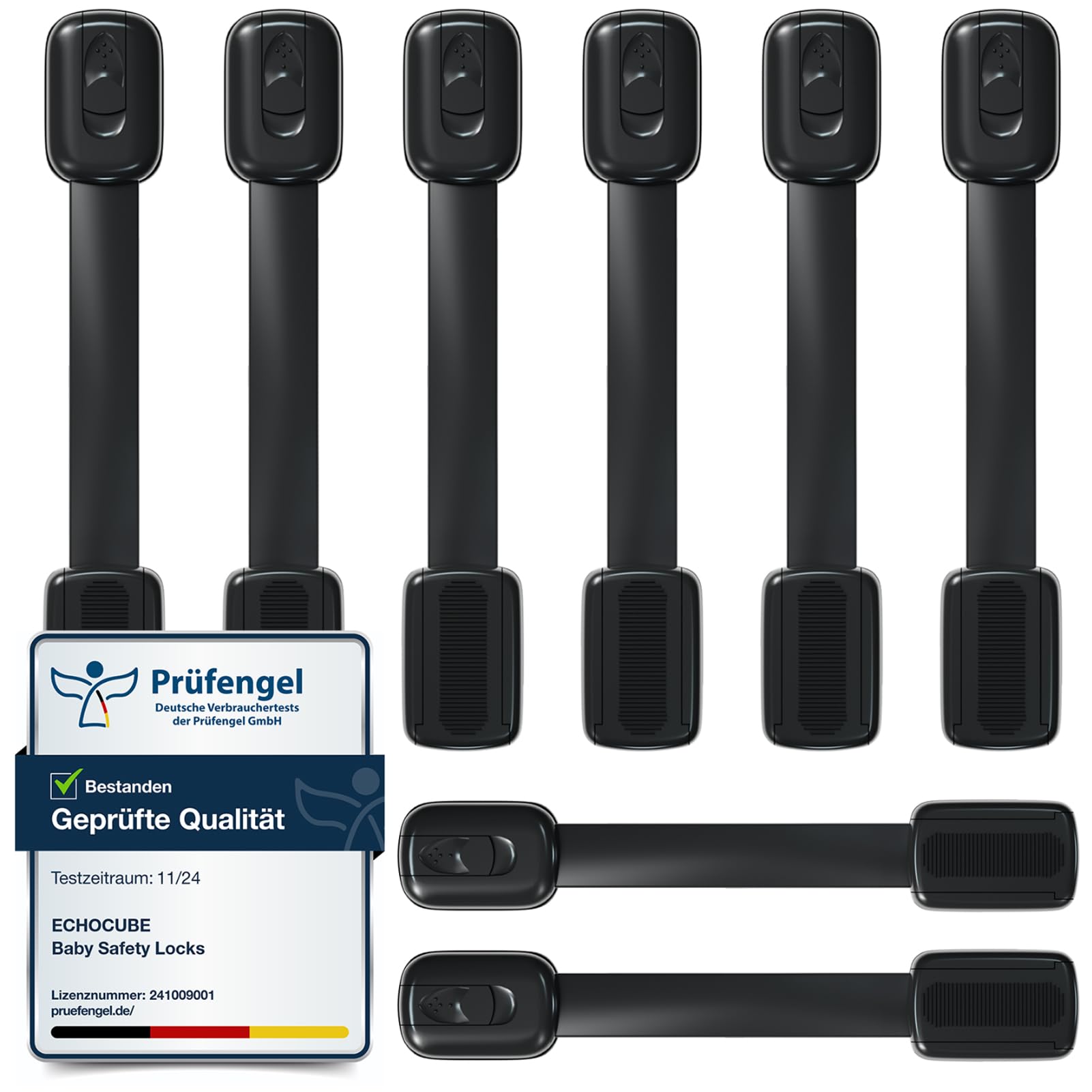 8 Stück Kindersicherung für Schrank, Verstellbare Baby Schubladensicherungen mit 3M Kleber, Baby Sicherheitsschlösser für Schränke, Schubladen, Kühlschrank - ohne Bohren (Schwarz) Schwarz 8 Stück Angebot bei HelloDeals