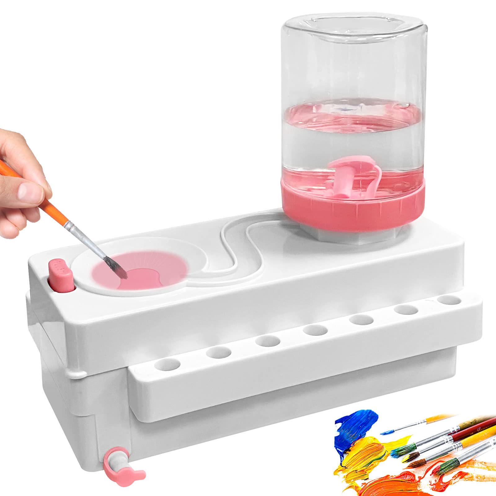 Pinselreiniger Bürstenspüler, SZBYH Brush Rinser Wasserkreislaufspüler, Multifunktionaler Pinsel Reiniger, Make up Pinsel, Künstlerbedarf Bürstenspüler für Acryl, Aquarell und auf Wasserbasis Weiß-rosa Angebot bei HelloDeals