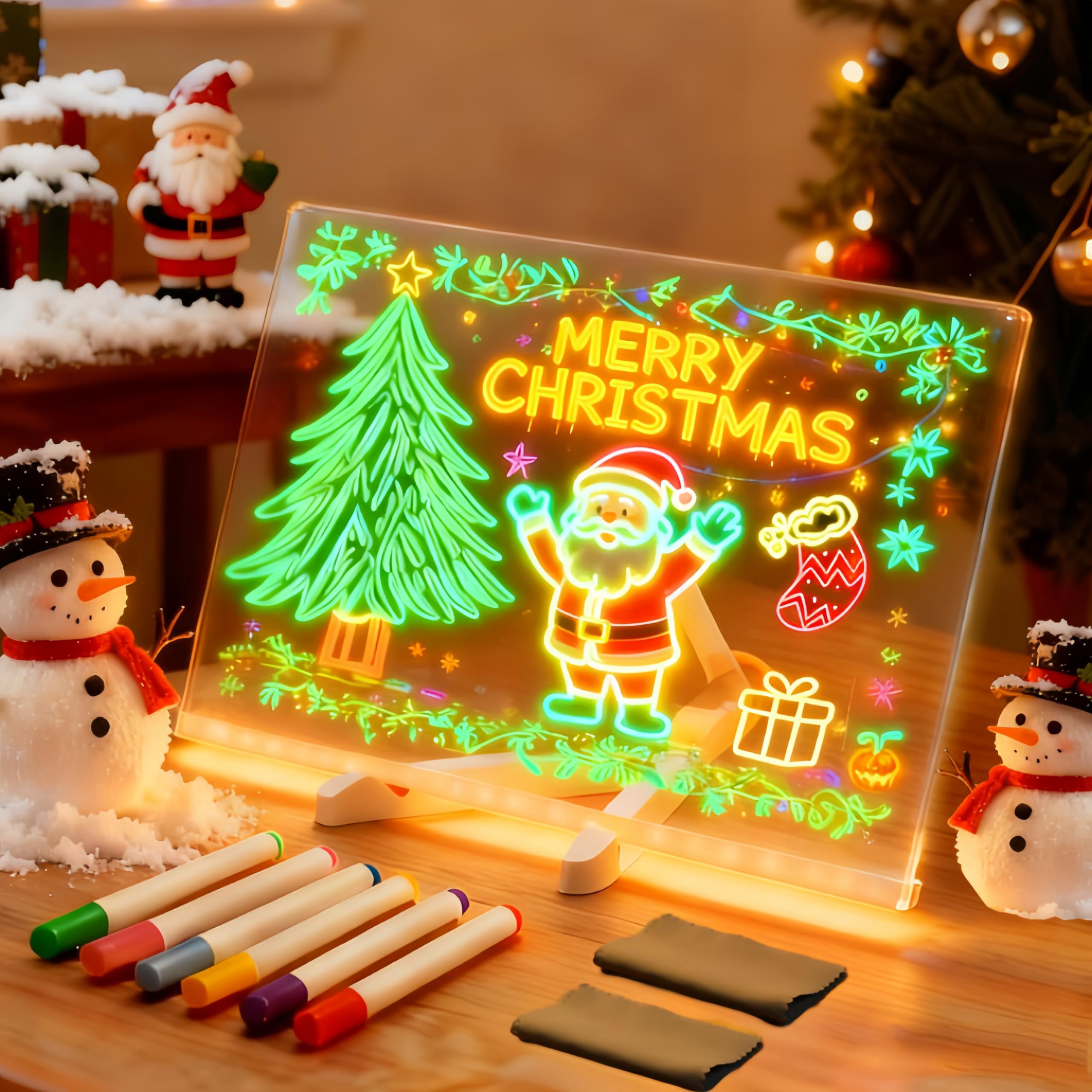 LED Zeichenbrett, Leuchtendes Led Zeichenbrett für Kinder, Doodle Maltafel, Led Notiztafel mit 7 Farben Stift, 30x20 CM Acryl Leuchttafel Kreatives Geschenk für Mädchen Teenager Weihnachts Angebot bei HelloDeals