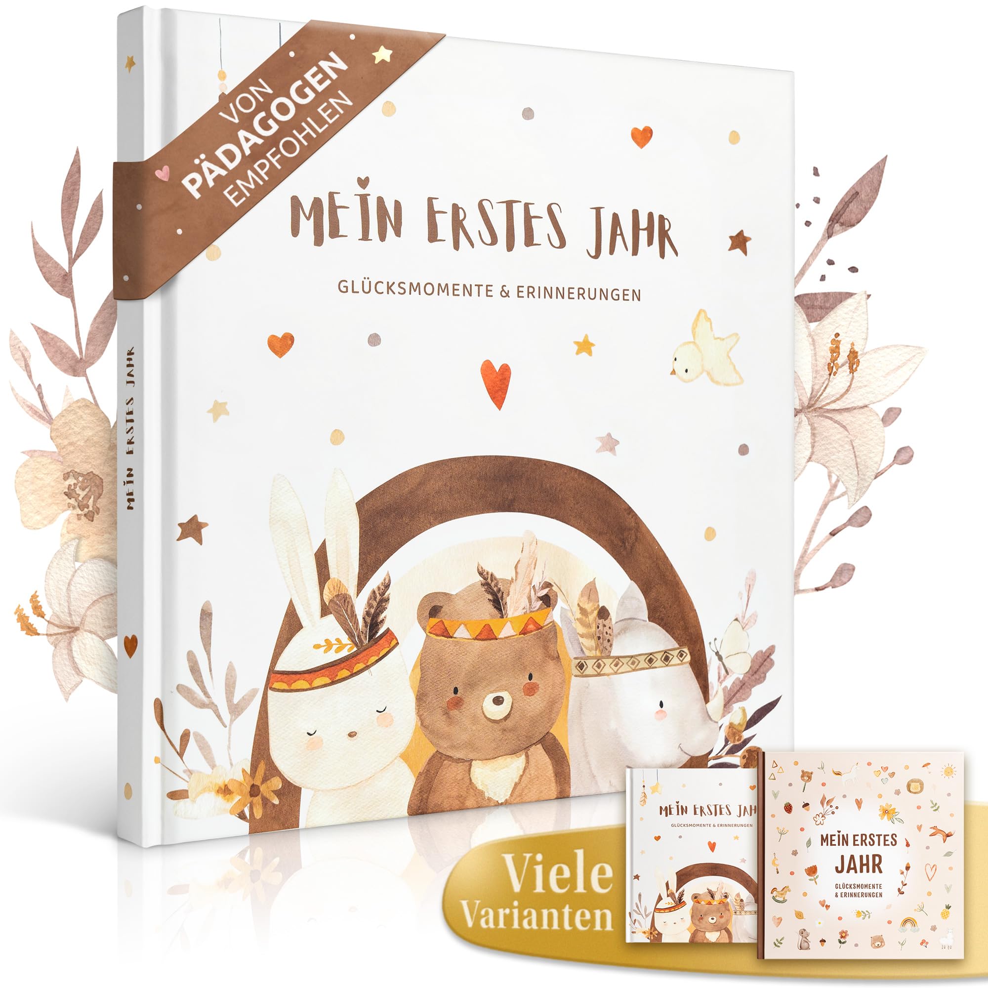 EULENTALER® Das Original Babytagebuch Boho I Von Pädagogen gestaltet I Mit süßen Waldtieren & stabilem Papier I Viel Platz für Fotos I Babyalbum Mein erstes Jahr – Geschenk zur Geburt & Babyparty Angebot bei HelloDeals