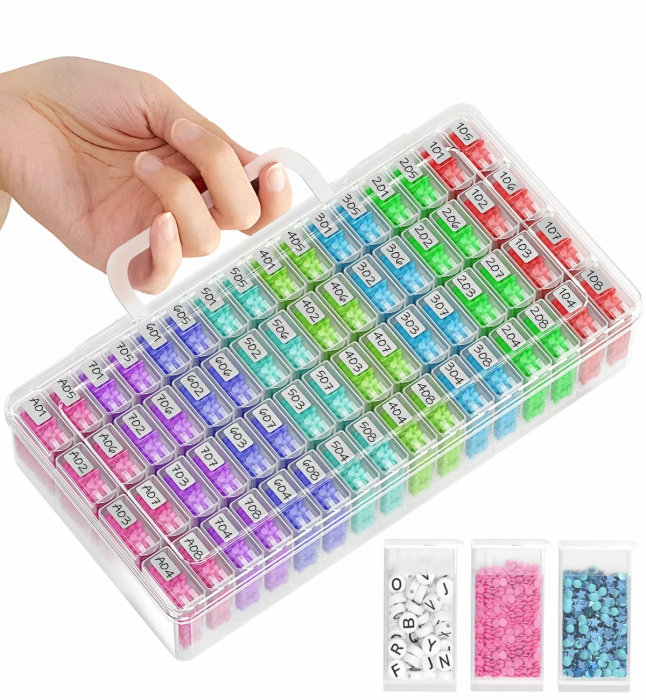 ARTDOT Diamond Painting Zubehör Boxen, 64 Stück 5D Diamant Painting Erwachsene Aufbewahrungsbox mit Stickers & Handle 64 Stück mit 1 Boxen Angebot bei HelloDeals