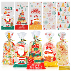 Vexyra Cellophantüten Weihnachten 100 Stück, Plätzchentüten, Weihnachtstüten zum Befüllen,Gebäcktüten, Zellophantüten, Durchsichtige Tüten für Kekse Süßigkeiten Pralinen Candy Verpackung Geschenktüten Angebot bei HelloDeals