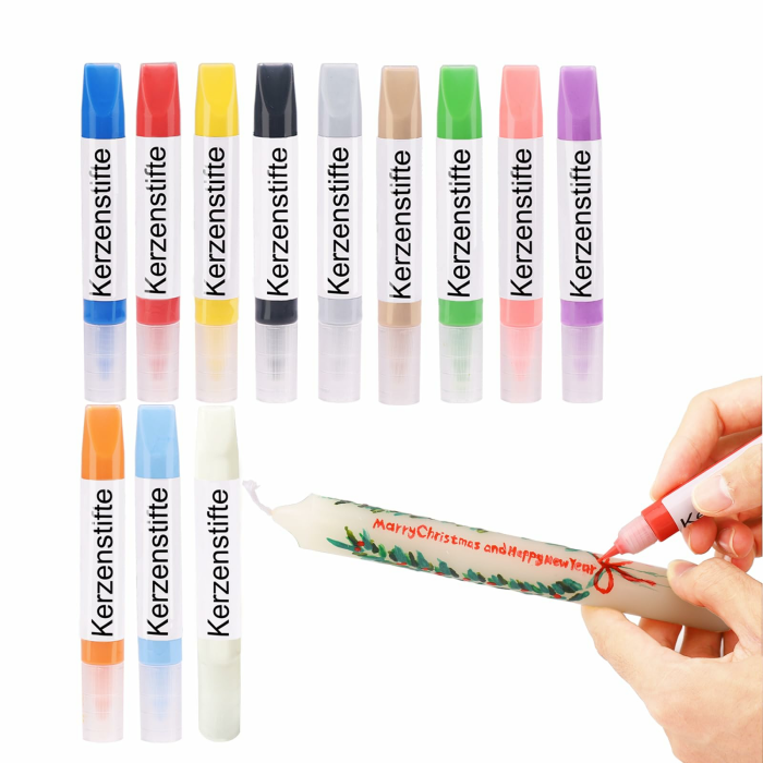 12 Farben Kerzen Bemalen Set, Kerzenstifte, Wachsplatten für Kerzen, Candle Pen, Kerzenstifte zum Verzieren, Keramik Bemalen Set, je 10 ml Angebot bei HelloDeals