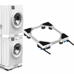 NIUXX Universal-Waschmaschinenbasis, Roller Transportroller, Anti-Vibrationsfunktion, Einstellbare Bremsen, Größenverstellbar, für 42-69 cm gestapelte Waschmaschinen und Trockner, Belastbarkeit 400 kg Höhe：7 cm（2.75 in） Weiß Angebot bei HelloDeals