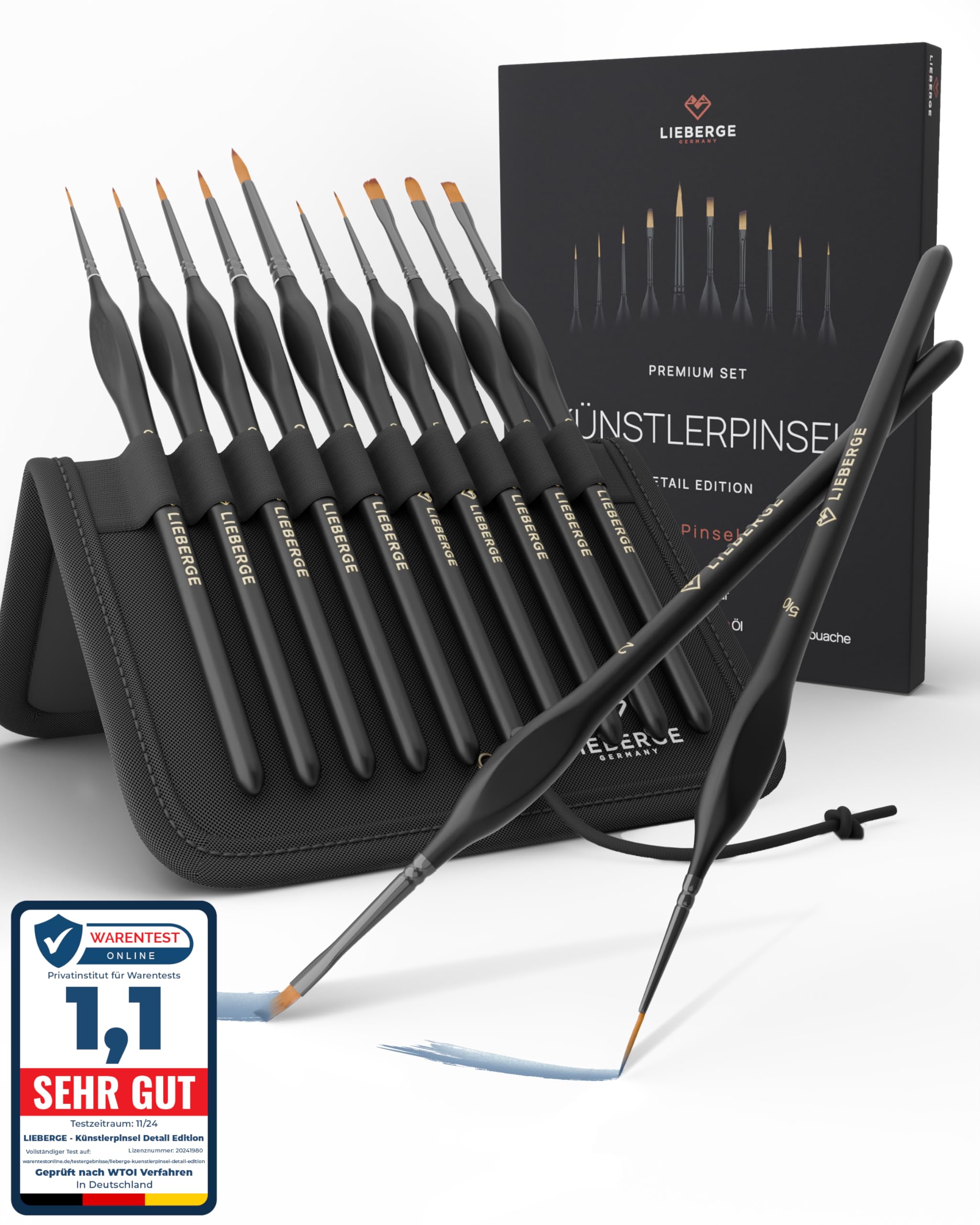 Premium Detail Pinselset Acrylfarben – 10 extra feine Pinsel für höchste Präzision – Acryl Pinsel, Aquarellpinsel, Modellbau (10) Angebot bei HelloDeals