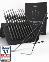 Premium Detail Pinselset Acrylfarben – 10 extra feine Pinsel für höchste Präzision – Acryl Pinsel, Aquarellpinsel, Modellbau (10) Angebot bei HelloDeals