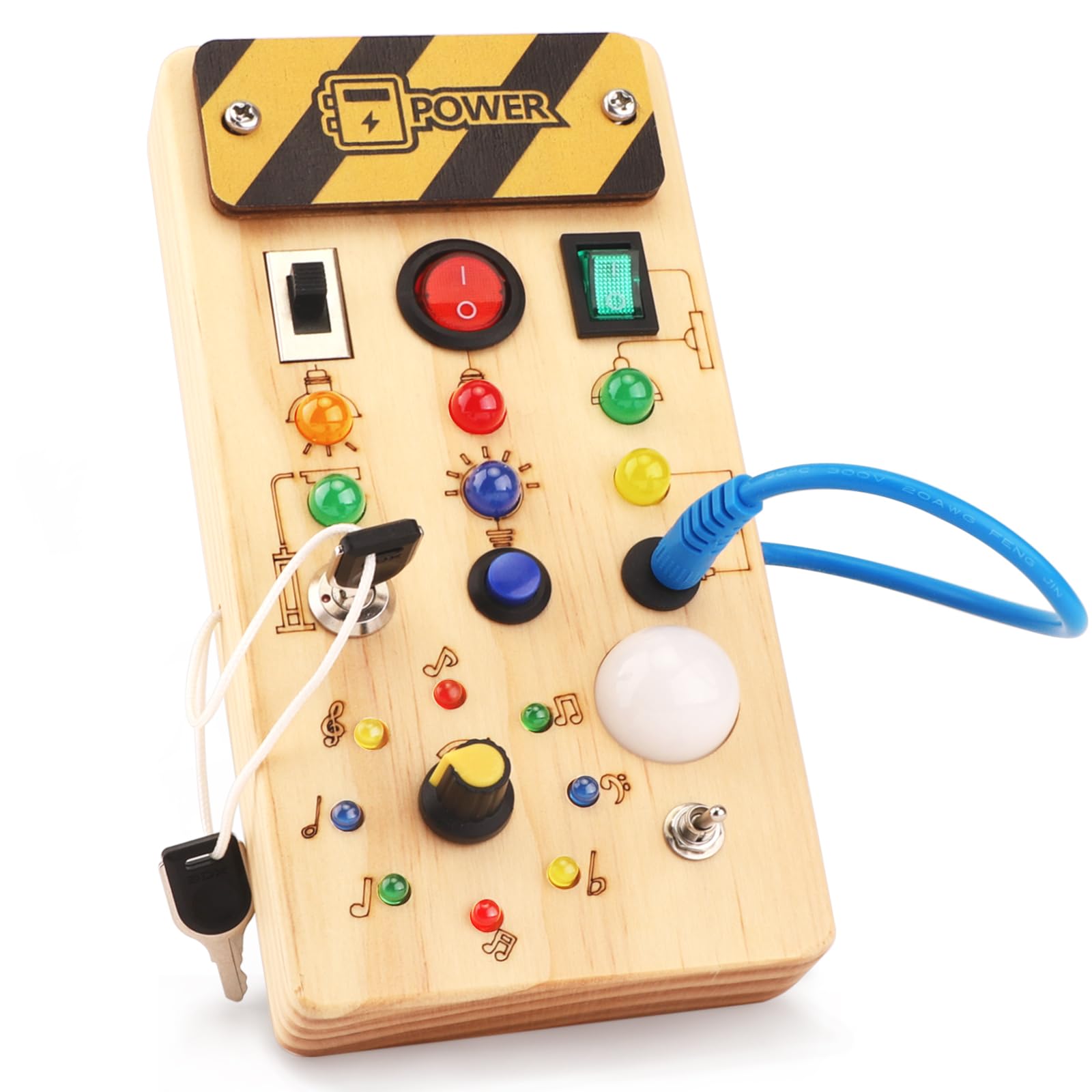 Montessori Busy Board Activity Board ab 1 Jahr Holzspielzeug mit 15 LED Lichtschalterspielzeug Sensorisches Lernspielzeug für Babys und Kleinkinder ab 1 2 3 Jahre 8 Schalter + 15 Leds Angebot bei HelloDeals