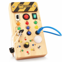 Montessori Busy Board Activity Board ab 1 Jahr Holzspielzeug mit 15 LED Lichtschalterspielzeug Sensorisches Lernspielzeug für Babys und Kleinkinder ab 1 2 3 Jahre 8 Schalter + 15 Leds Angebot bei HelloDeals