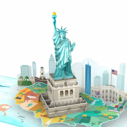 Pop-Up Karte – Freiheitsstatue in Amerika – 3D Geburtstagskarte für einen USA Urlaub, New York Grußkarte zum Geburtstag Angebot bei HelloDeals