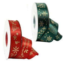 20 Yards Schleifenband Weihnachten, 2 Rollen Weihnachtsbänder Grün/Rot Geschenkband Weihnachten, 20mm Breite Satinband mit Weihnachtsmotiv für Geschenk Weihnachtsbaum Dekoration (10 Yards/Rollen) Angebot bei HelloDeals