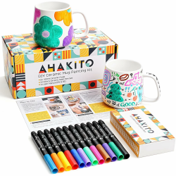 ahakito Keramik Tassen Bemalen Set WeißE Porzellan Tasse Zum Bemalen Set Malset Porzellanstifte SpüLmaschinenfest, Kreativ Geschenk für Ihn Sie,Tasse Selbst Gestalten Basteln Erwachsene Angebot bei HelloDeals