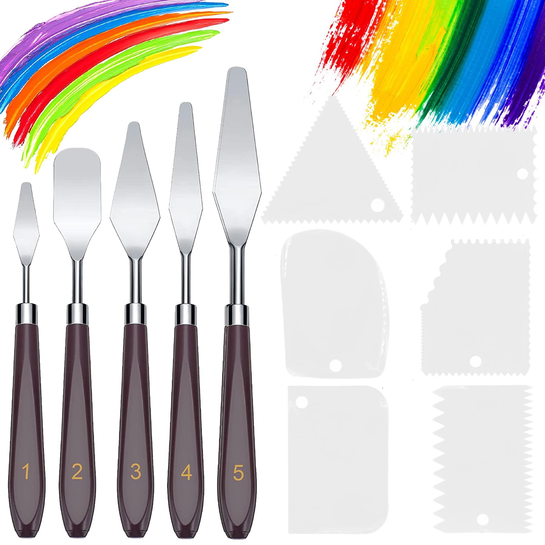 11 Stück Palette Messer und Abstreifermesser Malwerkzeug Set,Strukturpaste,Spachtel Set,5 Öl Malen Palettenmesser+6 Abstreifermesser,Malmesser,Edelstahl Acryl Spachtel zum Ölgemälde, Gouache, Aquarell Weißer Angebot bei HelloDeals