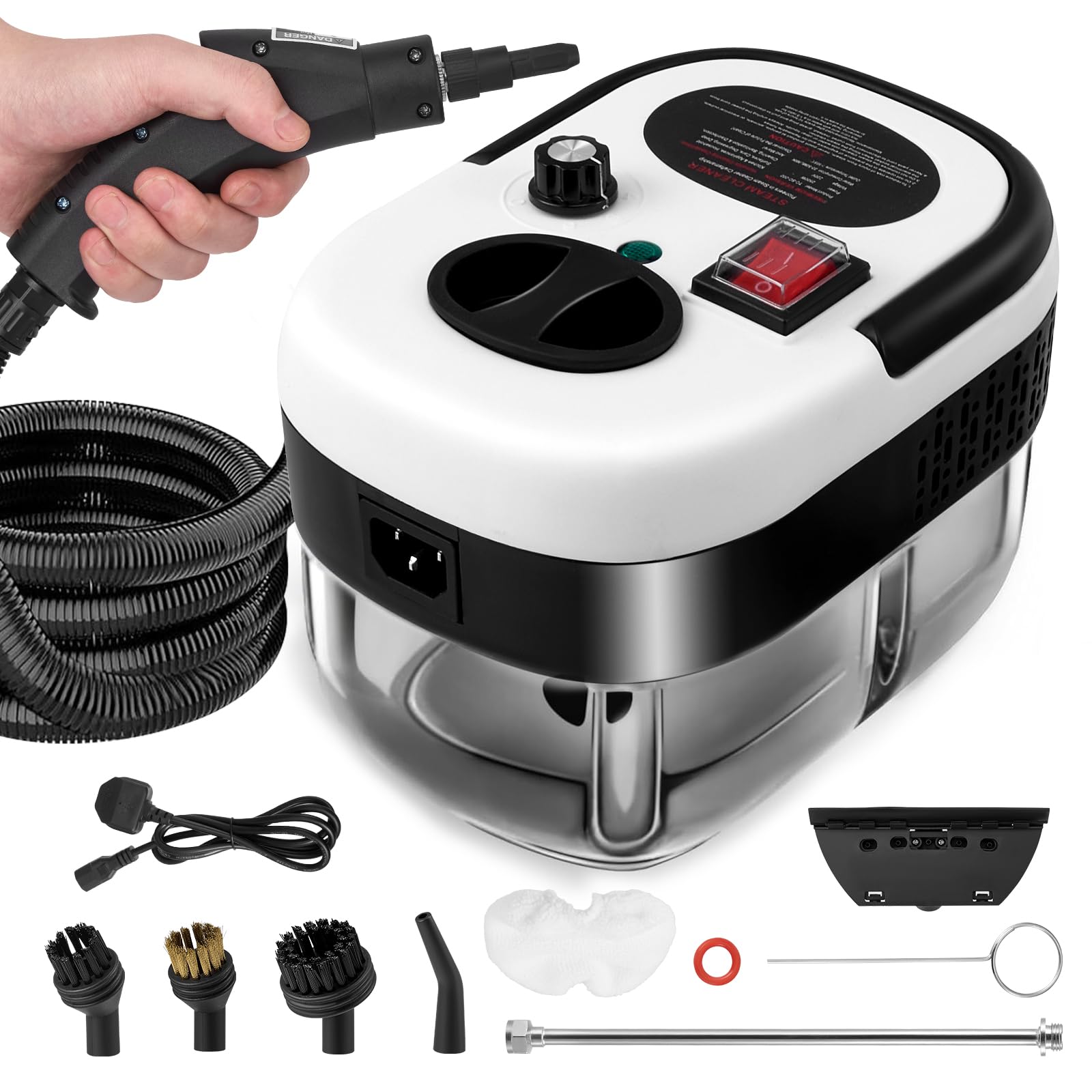 Dampfreiniger Handgerät,Steam Cleaner mit 1500ML Tank,Tragbarer Hochdruck Dampfreiniger mit 3 Arten von Düsen,6 Einstellbare Geschwindigkeiten von Polstermöbel, Küche, Badezimmer, Auto Angebot bei HelloDeals