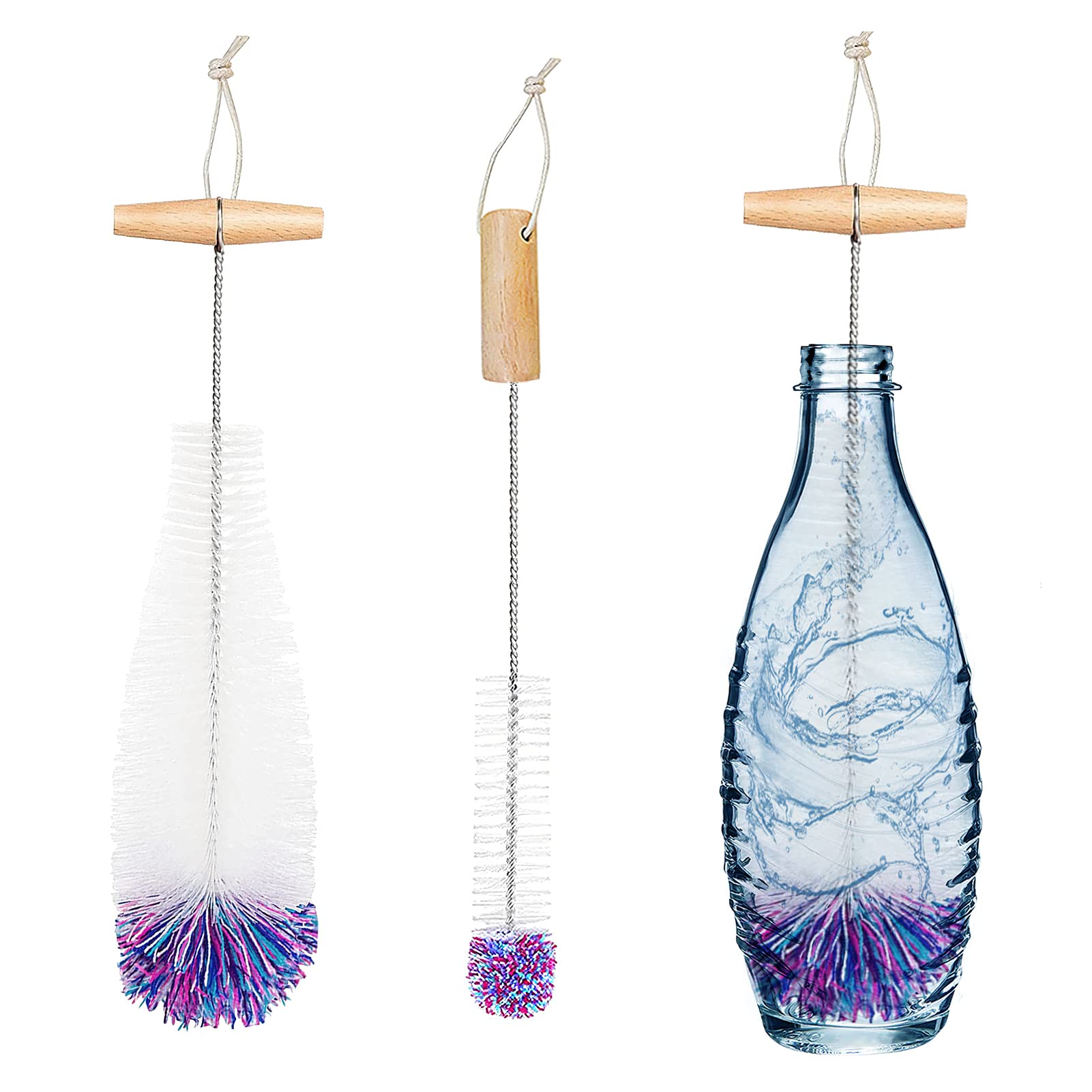 Flaschenbürste für Glasflaschen Flaschenreiniger, 2 STK Reinigungsbürste Reinigung Flaschenreiniger für Glaskaraffe,Trinkflaschen,Babyflaschen,Sodaflaschen (Weiß) Angebot bei HelloDeals