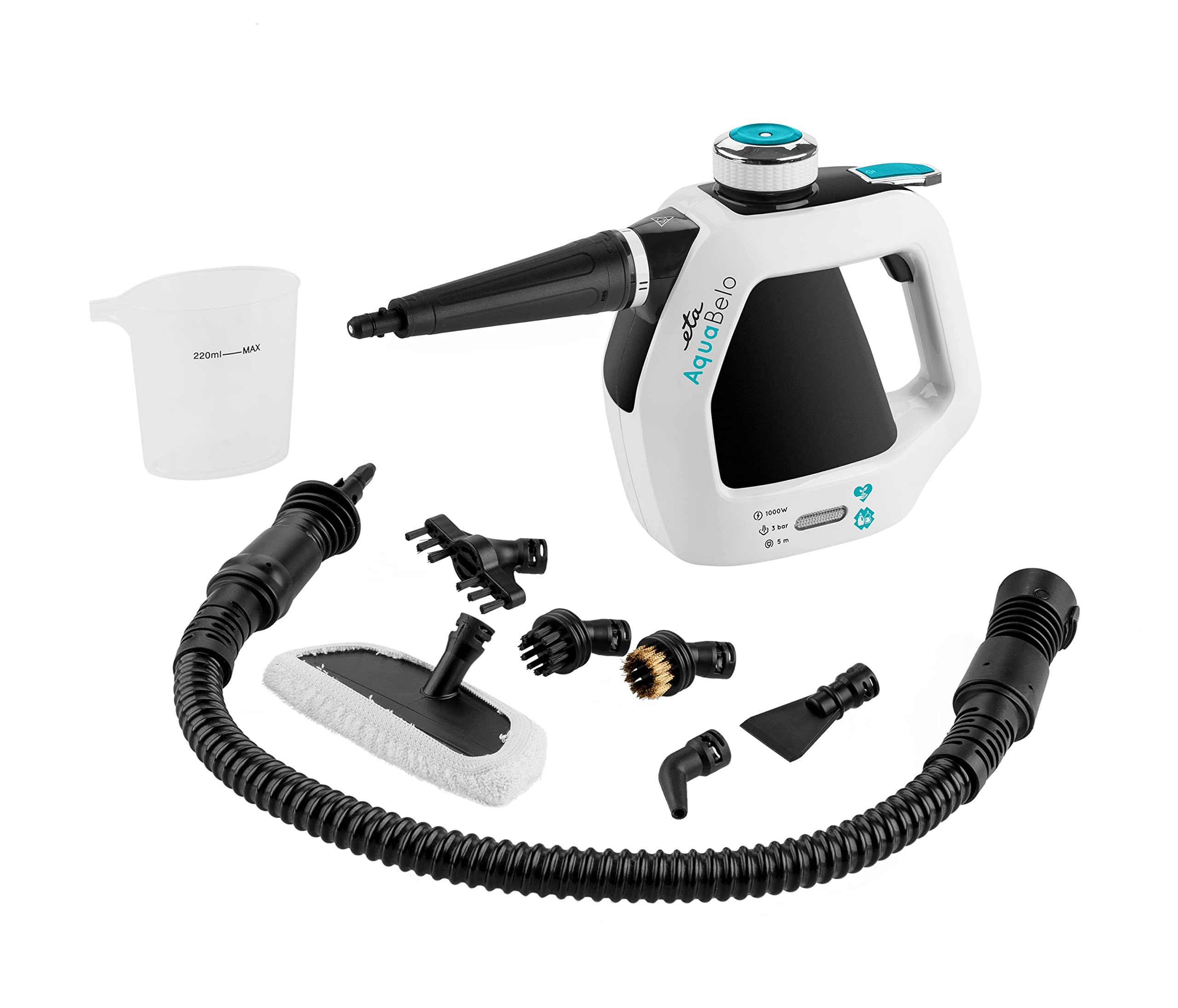 ETA Dampfreiniger Aquabelo - 1000W, 3 Bar, 220ml, 9x Zubehör Angebot bei HelloDeals