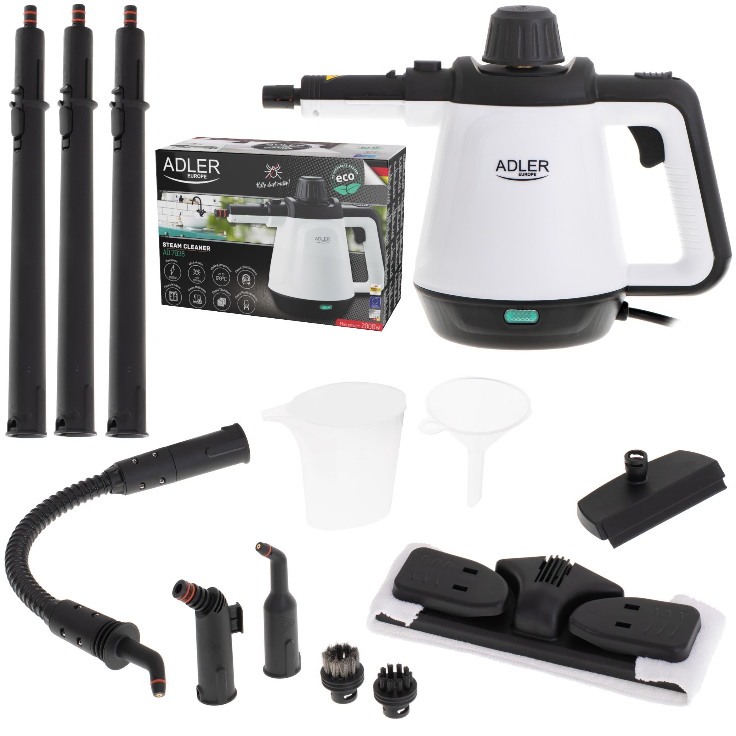 ADLER EUROPE Dampfreiniger für alles, Ideal zum Reinigen von Boden- und Wandfliesen, Windows, Textilmöbel, Kunststoffmöbel, Matratzen, Reduziert Hausstaubmilben, Steam Cleaner, Dampfreiniger Boden Angebot bei HelloDeals
