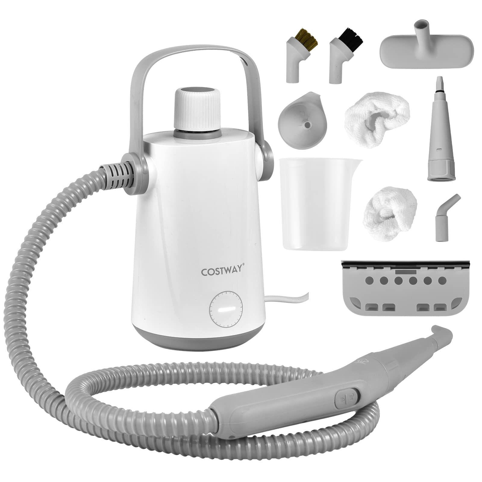 COSTWAY Dampfreiniger Handgerät | 1000W & 300 ml Wasserkapazität & 10 Zubehörsätze | Steamshot Steam Cleaner für alles, Teppiche, Fenster, Polster, Bad Grau Angebot bei HelloDeals