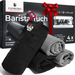 Barista Tuch Set (4st. 30 x 30 cm) – Hochwertige Mikrofaser Geschirrtücher für Siebträger & Haushalt – mit Schlaufe & Griff-Tasche – extra saugstark & fusselfrei – Profi Barista Zubehör Angebot bei HelloDeals