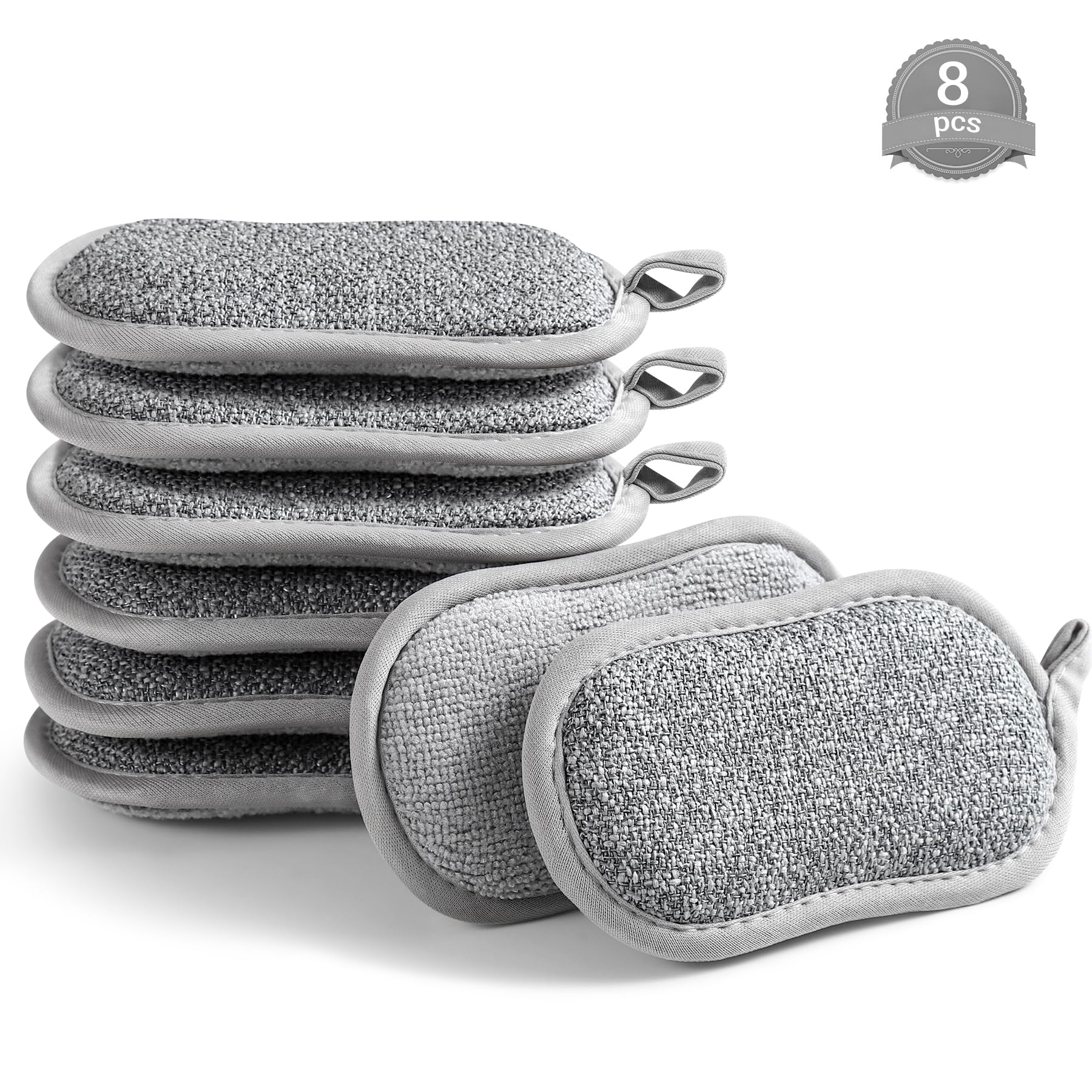 8 Stück Spülschwamm Groß Putzschwamm Küchenschwamm Waschbar, 15×8×2cm mit Mikrofaser und Schrubber, mit 2 leistungsstarke Seiten, für Gründliche Reinigung bei hartnäckigem Schmutz haarbürste Angebot bei HelloDeals