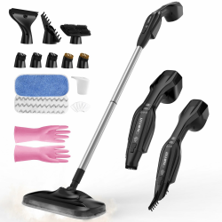 Dampfreiniger Boden, 17-in-1 Mehrzweck Bodenwischer Elektrisch mit Grob/Mikrofaser-Pads, 2 Dampfstufen, Drehbarer, Abnehmbar, Desinfiziert und Entfernt Schmutz, Dampfbesen für Holzfußböden und Fliesen Schwarz Angebot bei HelloDeals