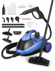 Aspiron Dampfreiniger, Dampdruck 4 bar, 145°C Heißdampf, Multifunktionaler Dampfreiniger mit 18 Zubehörteilen, mit Aufbewahrung, Steam Cleaner für Auto, Bett, Teppich, Badezimmer, Fliesen und Böden Blau Angebot bei HelloDeals