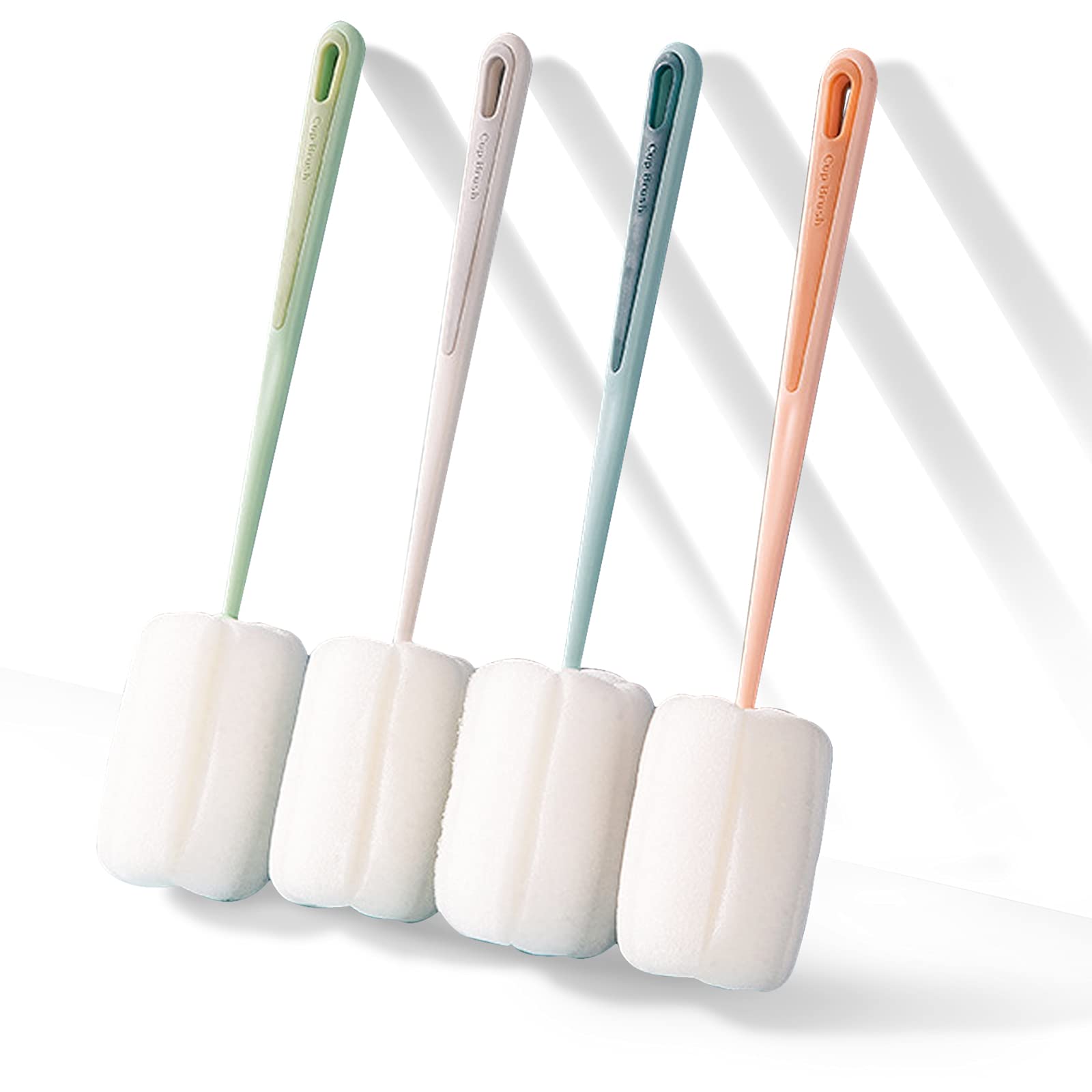 easyBee [4 Stück] Basic Schwamm Reinigungsbürste, Bürste lang 25 cm, Poröser Schwammkopf mit Starker Adsorptionskapazität, für Gläser, Karaffen, Dekanter, Flaschenreiniger, Teller, Schüssel Angebot bei HelloDeals