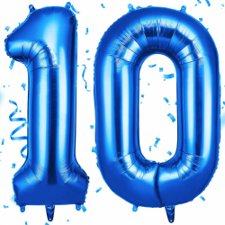 OFFCUP Zahlen Luftballon Blau, Folienballon Zahl 10, 40 Zoll Helium Ballons Geburtstagsdeko Mädchen Junge Kindergeburtstag Party Deko Ballon Zahl Deko zum Geburtstag Silvester Deko Neujahr Deko Blau 10 Angebot bei HelloDeals