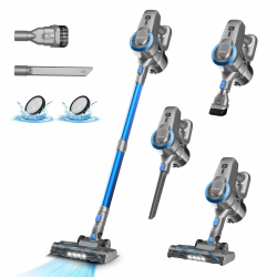 Akku Staubsauger, 25000Pa/175W/50Min Staubsauger Kabellos, Anti-Tangle-Bürste und Selbststehend, Ultraleichter Handstaubsauger akku vacuum cleaner Stielstaubsauger für Teppichen, Hartboden, Tierhaare Marineblau Angebot bei HelloDeals