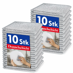 Spülschwamm - Stahlschwamm Putzlappen, Stahlwolle Spüllappen Schwamm für Küche Reinigungstücher und Stahlschwamm Lappen, Edelstahl Reinigungstücher, spüllappen waschbar Für Küchentuch, 20Pack Angebot bei HelloDeals