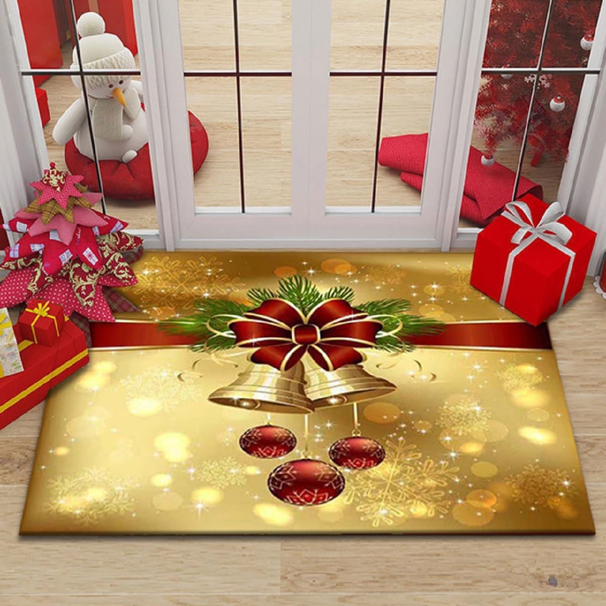 Zempertoopa Weihnachtsteppich Matten, 40 x 60 cm Weihnachtsmatte, Weihnachtsdeko Fußmatte, Weihnachten Home Tür Fußmatten, für Schlafzimmer, Flur Wohnzimmer Boden, Küche Badezimmer Teppich (D) Angebot bei HelloDeals