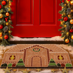 Lanpn Weihnachten Fußmatte Winter Kokosmatte, rutschfeste für Terrasse Eingang Türmatte Badezimmer Matte für Innen Außen Bodenmatte Badezimmer Wohnzimmer Christmas Dekor 42x75cm (Stil 06 Braun) Braun – Lebkuchenhaus 42 x 75 cm (Rechteckig) Angebot bei HelloDeals