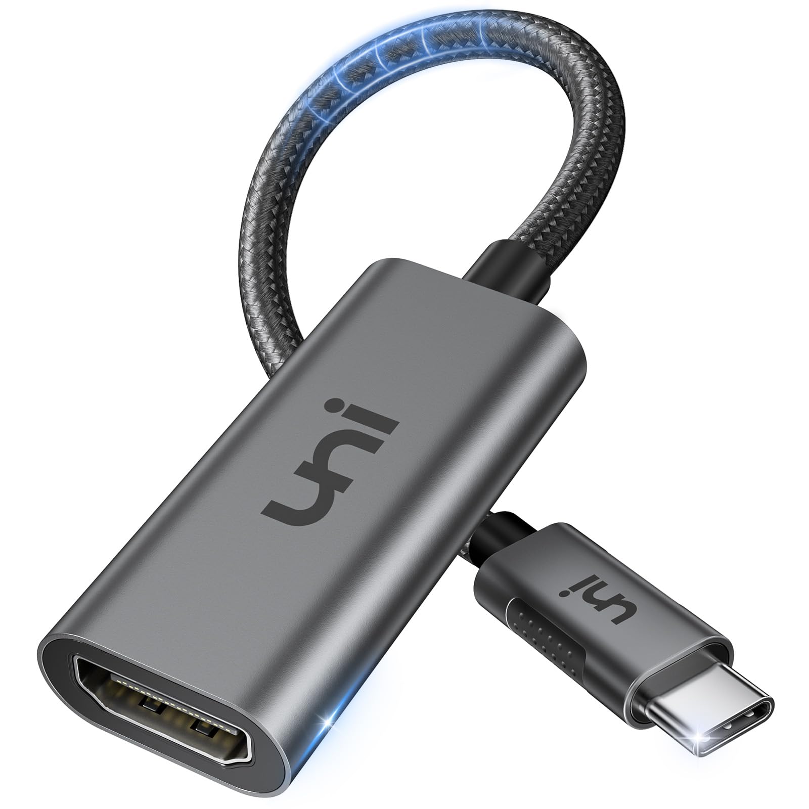 uni USB C auf HDMI Adapter 4K@60Hz aus Aluminium, Thunderbolt 3/4 kompatibel, kompakter Typ C zu HDMI Adapter für iPhone 15 Pro, MacBook Pro/Air, iPad Pro/Air, iMac, Galaxy, Surface, Pixelbook usw. Angebot bei HelloDeals